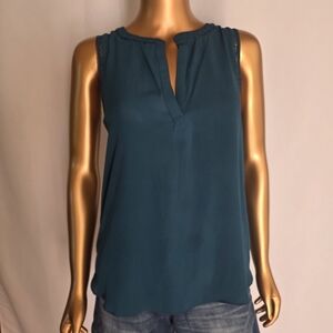 LOFT Teal Sleeveless Split-Neck Camisole